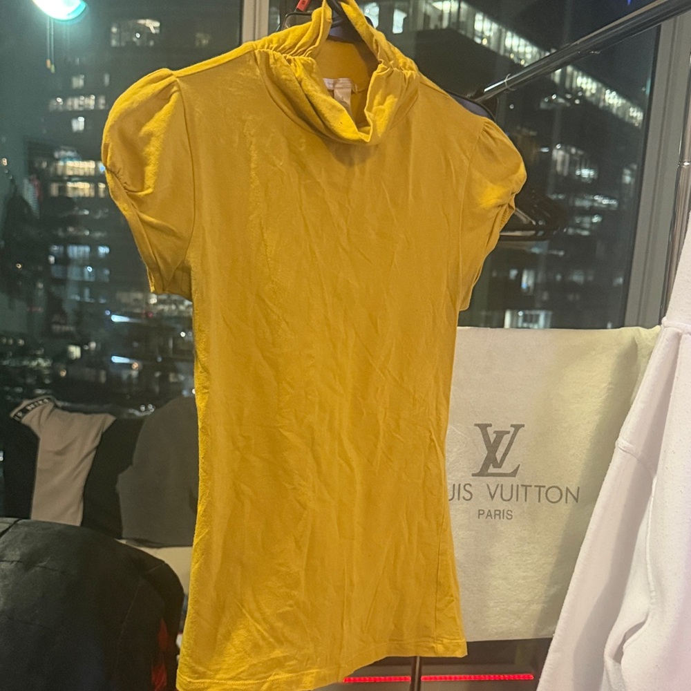 Ambiance Mustard Yellow Short Sleeve Turtleneck Top